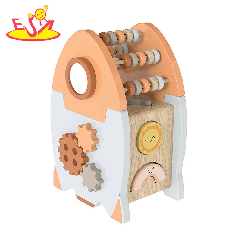 Montessori Educational Activity Toys Rocket Wooden Shape Sorter For Kids W12D448